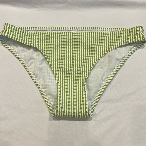 Bikini High Leg Cheeky Swimsuit Bathing Suit Bottom Green Stripe Size Medium NWT - Picture 1 of 11